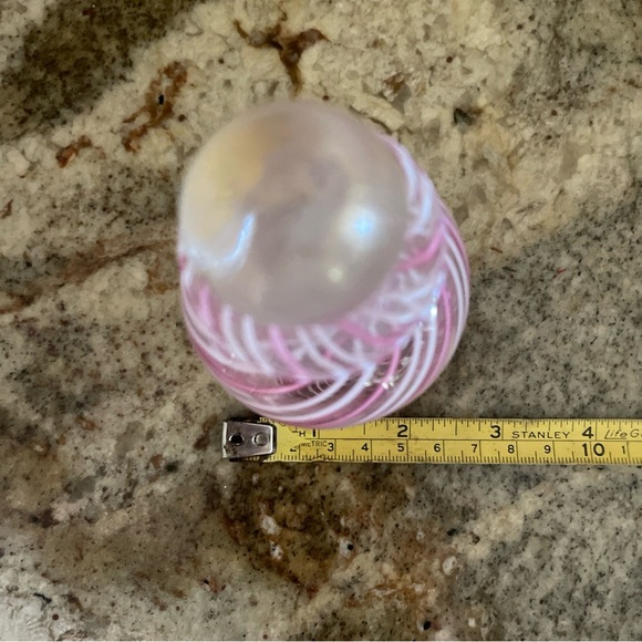 Venetian Murano White Latticino Striped Perfume Bottle Gold Fleck Stopper PINK - Picture 10 of 10